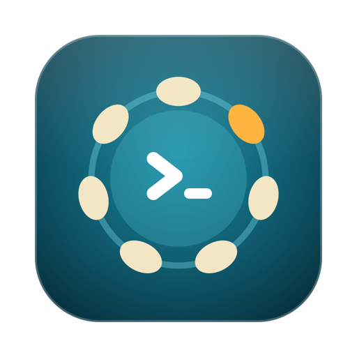 Atoll icon: a ring of islands around a lagoon holding the terminal prompt